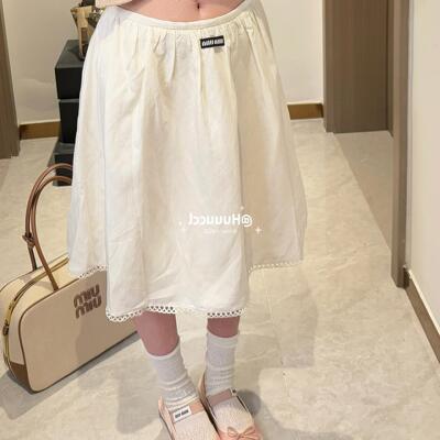 2025年夏季新款学院风减龄百搭字母刺绣松紧腰半裙+翻领寸衫上衣