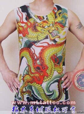 时尚 新款印花短袖圆领修身型纹身T恤  刺青水洗男女背心衣