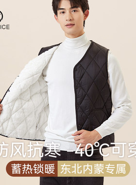加绒加厚羽绒棉坎肩马甲男款冬季