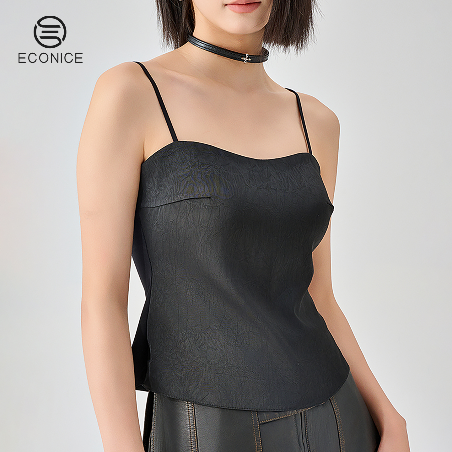 冰丝美背带胸垫一体吊带背心女夏