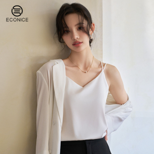 冰丝吊带背心女内搭新款 仿真丝交叉美背无袖 V领上衣西装 打底 夏季
