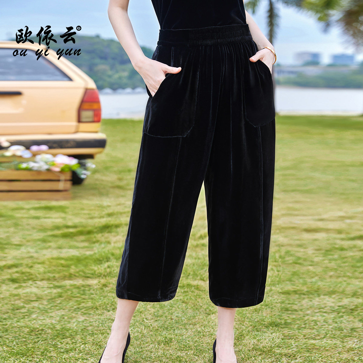 洋气妈妈八分裤宽松显瘦春装女裤图片