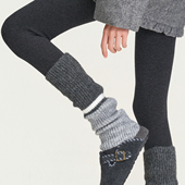 灰色撞色拼接针织袜套女秋冬羊毛堆堆袜加厚保暖配雪地靴长筒腿套