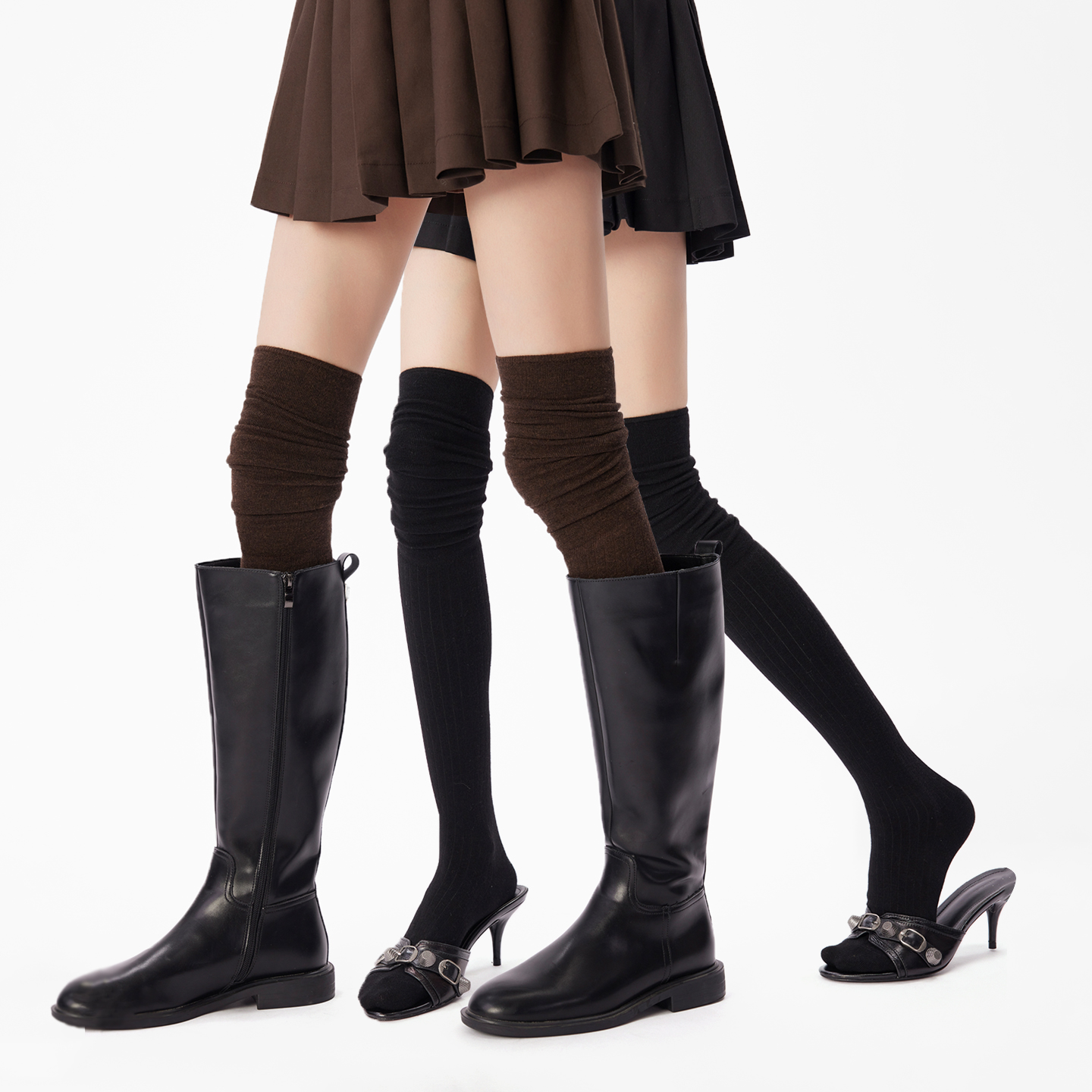配长筒靴美利奴长筒过膝堆堆袜
