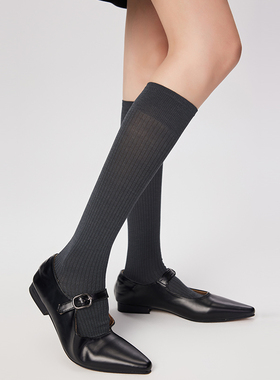 灰色小腿袜女春秋薄款莫代尔显瘦长筒袜子黑色JK配玛丽珍鞋堆堆袜