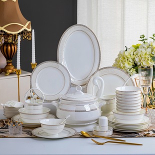 2026新款碗碟套装家用碗筷乔迁高温骨瓷餐具套装景德镇陶瓷碗盘子