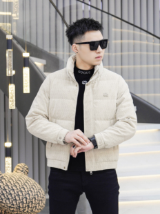 2025冬季男士时尚外套暗花风休闲羽绒服轻奢新款高端加厚短款