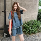 现货Y1156YOU买家秀复古色牛仔短裤套装P135K198，女装套装/套裙，浙宝296