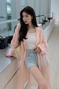 现货 本季新款L111粉色中长款防晒衣空调服P115K168图片