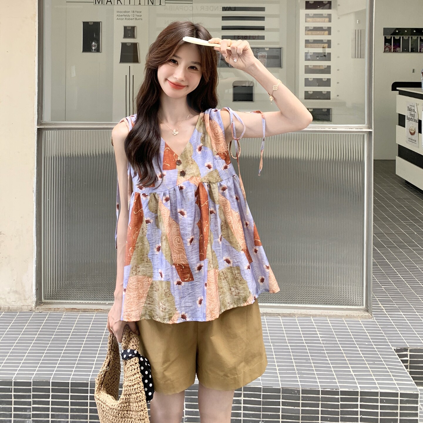 现货夏新款Y1155新增买家秀A字背心短裤套装P145K218，女装套装/套裙，浙宝296