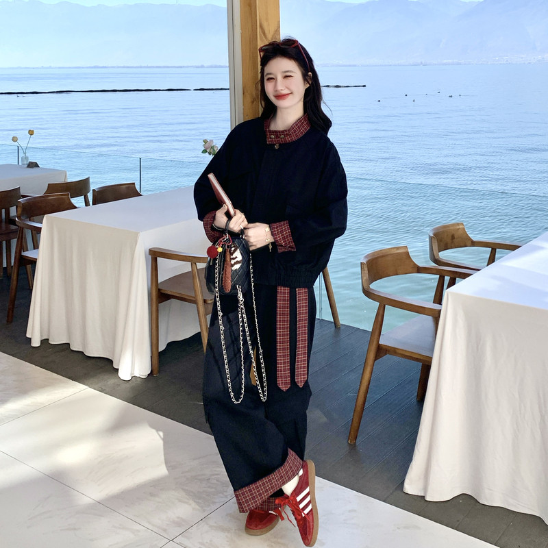 现货2026春新款Y1186超洋气的撞色工装套装P205K328，女装套装/套裙，浙宝296