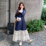 2026秋新款Y1080天丝牛仔蕾丝拼接连衣裙P140K198，女装连衣裙，浙宝296