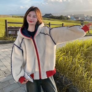 25冬新款Y1096   中古风撞色拼接羊羔毛外套P195K288图片