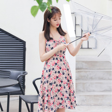 夏季淑女碎花吊带连衣裙海南暑假云南贵州旅游少女短裙时尚裙子