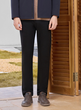 半身缘男裤 冬季新款黑色休闲裤长裤商务绅士保暖254301B10330125