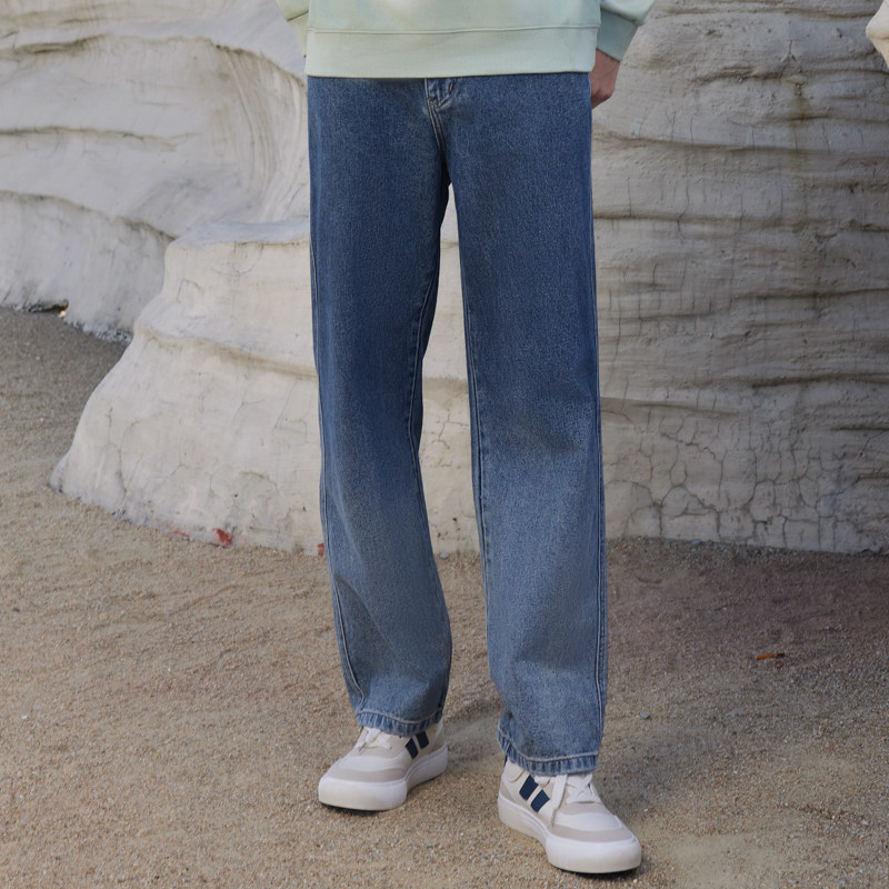 半身缘男裤 秋季橡筋抽绳腰撞色高级弹性牛仔裤243101p10103433