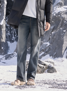 半身缘男裤 冬季时尚高弹复古宽松版型直筒牛仔裤254101P10130105