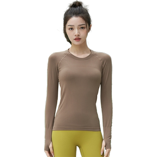 格宁瑜伽服女秋冬2024新款一体织长袖健身上衣专业高端时尚健身服