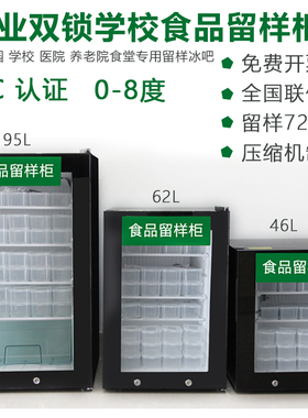 双锁食品留样柜幼儿园医院食堂专用留样冰箱冷藏保鲜小冰吧带锁灯