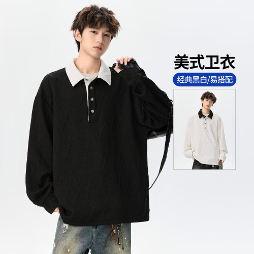 美式Polo翻领宽松男秋冬卫衣