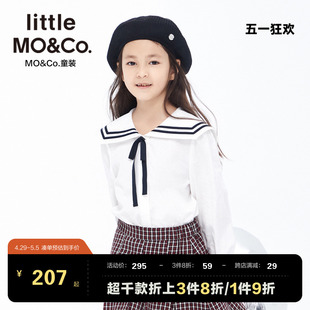 女童纯棉海军风长袖 little 春装 儿童衬衣女大童上衣 moco童装 衬衫