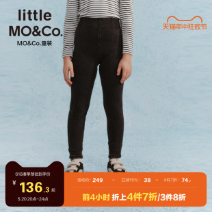 moco童装 弹力 KBB4JEN004 little 儿童裤 子洋气修身 女童牛仔裤