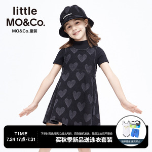little moco童装23秋新款女童两件装短袖T恤牛仔连衣裙KBC3DRS006