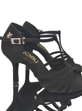 SHOBU胜舞黑色笔杆女拉丁舞鞋