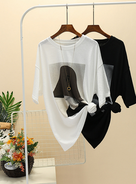 中长款大版白色T恤短袖女2025新款夏季宽松纯棉欧货oversize上衣