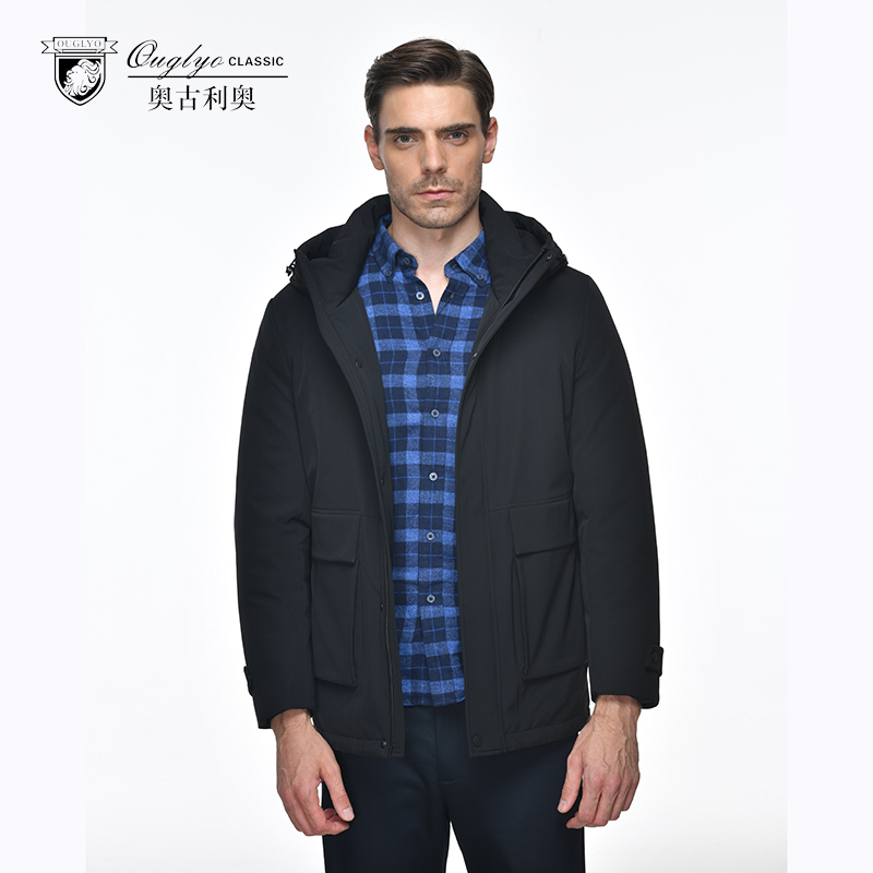 奥古利奥加厚保暖中年帅气羽绒服