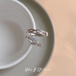 绕白首·990纯银戒指优质锆石心意交织小众设计男女一生 情侣对戒