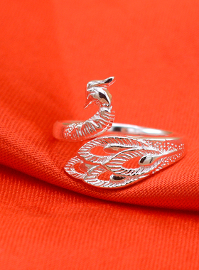 足银女士时尚风活口戒指