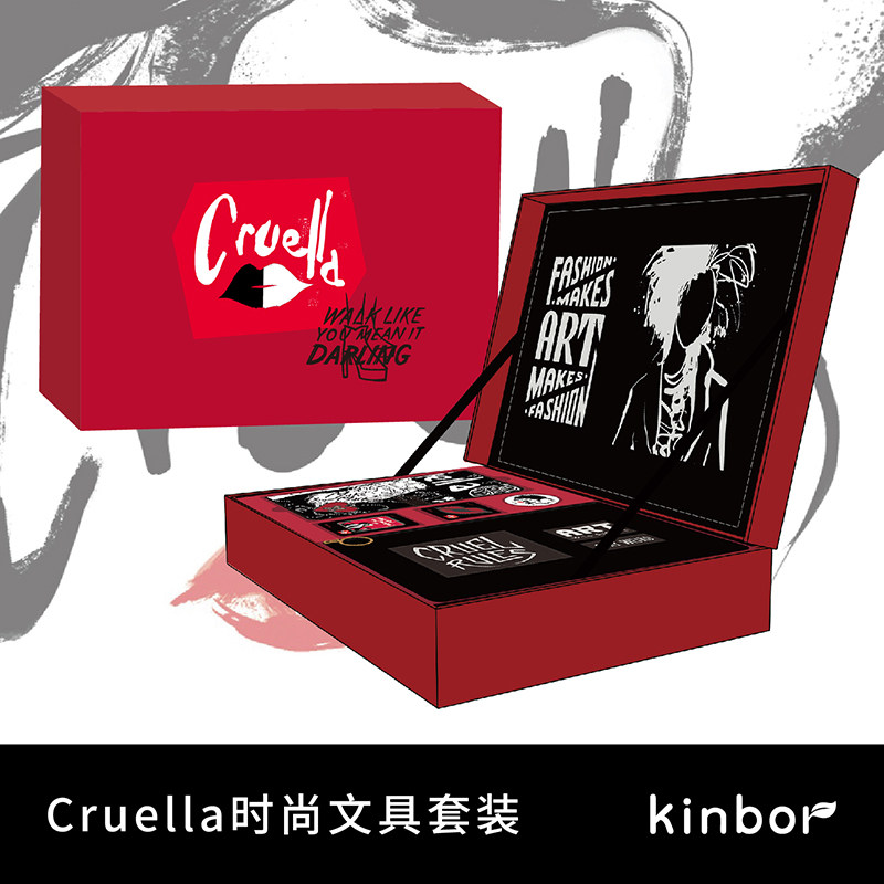 kinbor迪士尼联名库伊拉套装STAY WEIRD黑白魔女笔记本电影手账本