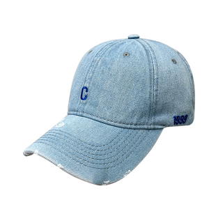 蓝色太阳帽女2025新款美式帽子男款C蓝色牛仔帽韩国软顶鸭舌帽