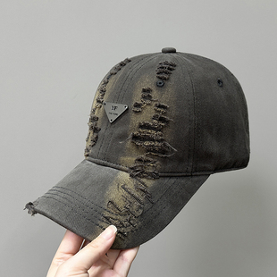 防晒韩国鸭舌帽 2025新款 撞色软顶棒球帽男士 高端品牌破洞帽子女款