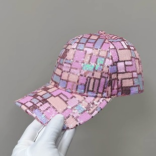 薄款防晒遮阳帽女2025新款夏季亮片透气帽子户外运动高顶鸭舌帽