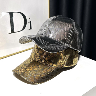 金色格纹鸭舌帽男女士情侣帽子2026新款 网红防晒帽英伦硬顶棒球帽