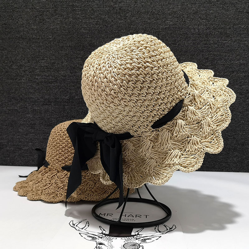 帽子女夏季遮阳太阳帽防晒网红时尚蝴蝶结夏凉帽女编织渔夫帽草帽
