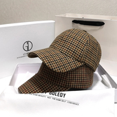 格子鸭舌帽男女ins潮流网红款 硬顶棒球帽 春秋季 帽子遮阳韩版 新款