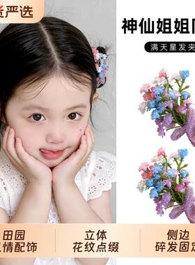 儿童满天星花朵发夹小女孩超仙花束侧边夹子头饰短发碎发发饰
