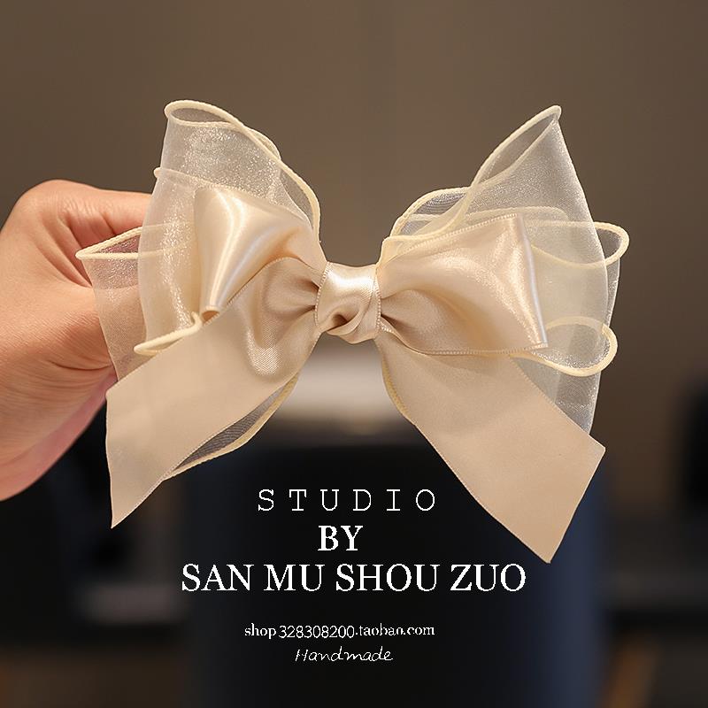 Halokittt 儿童发饰香槟色发饰蝴蝶结发夹女公主蝴蝶结发夹头饰