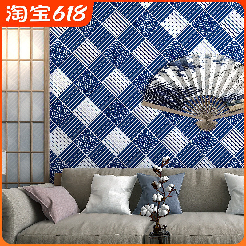 日式墙纸和风日本风格料理店进口纹身店浮世绘亚麻国潮火锅店壁纸