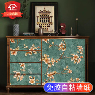 美式复古家具翻新贴纸柜子柜门橱柜鞋柜衣柜旧物改造壁纸自粘墙纸