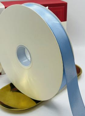 2.5CM双面涤纶加密高档丝带蓝色缎带礼品包装蝴蝶结丝带手工DIY带