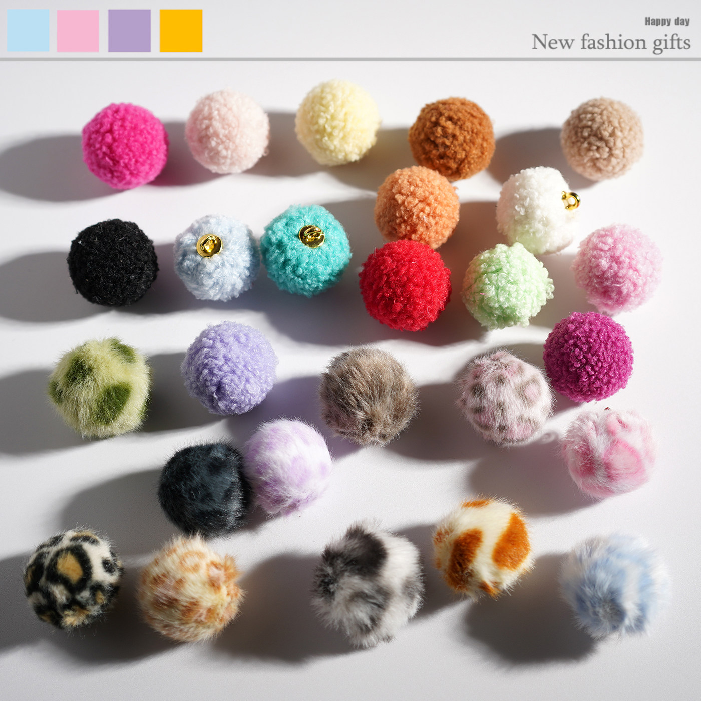 纯手工毛线球带尾巴挂头毛绒DIY配饰编织围巾帽子包包挂件材料