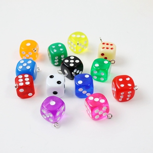 DIY手工材料饰品配件 亚克力彩色透明骰子色子挂件耳环钥匙扣吊坠