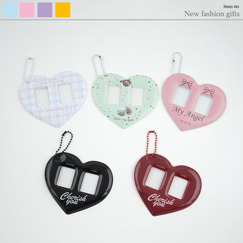 DIY简约可爱双心卡套爱心1寸