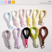 小红书纯色毛绒挂绳手机壳毛茸手提挂绳防丢短款 便携腕汽车扣书包