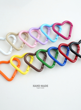 彩色合金喷漆爱心桃心登山扣安全扣锁扣 DIY钥匙扣配件背包小挂钩