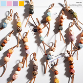 小红书新款 木质珠子钥匙扣串珠挂件包包配饰少女心装 汽车饰品书包